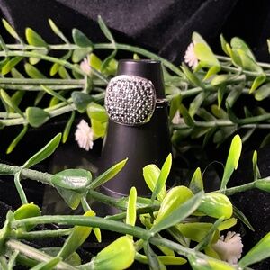 Black Moissanite Ring Pave Sz 7